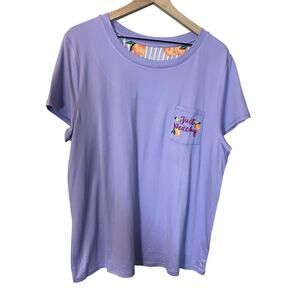 Cuddl Duds Just Peachy Lavender Purple Pocket Tee Soft Lightweight Sz L